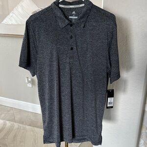 NWT Men's Adidas Feeder Black Striped Polo Shirt